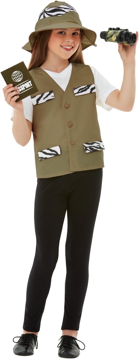 Jungle & Afrika Kostuum | Vierdelige Set Ontdekkingsreiziger Safari Kind | Medium / Large | Carnaval kostuum | Verkleedkleding